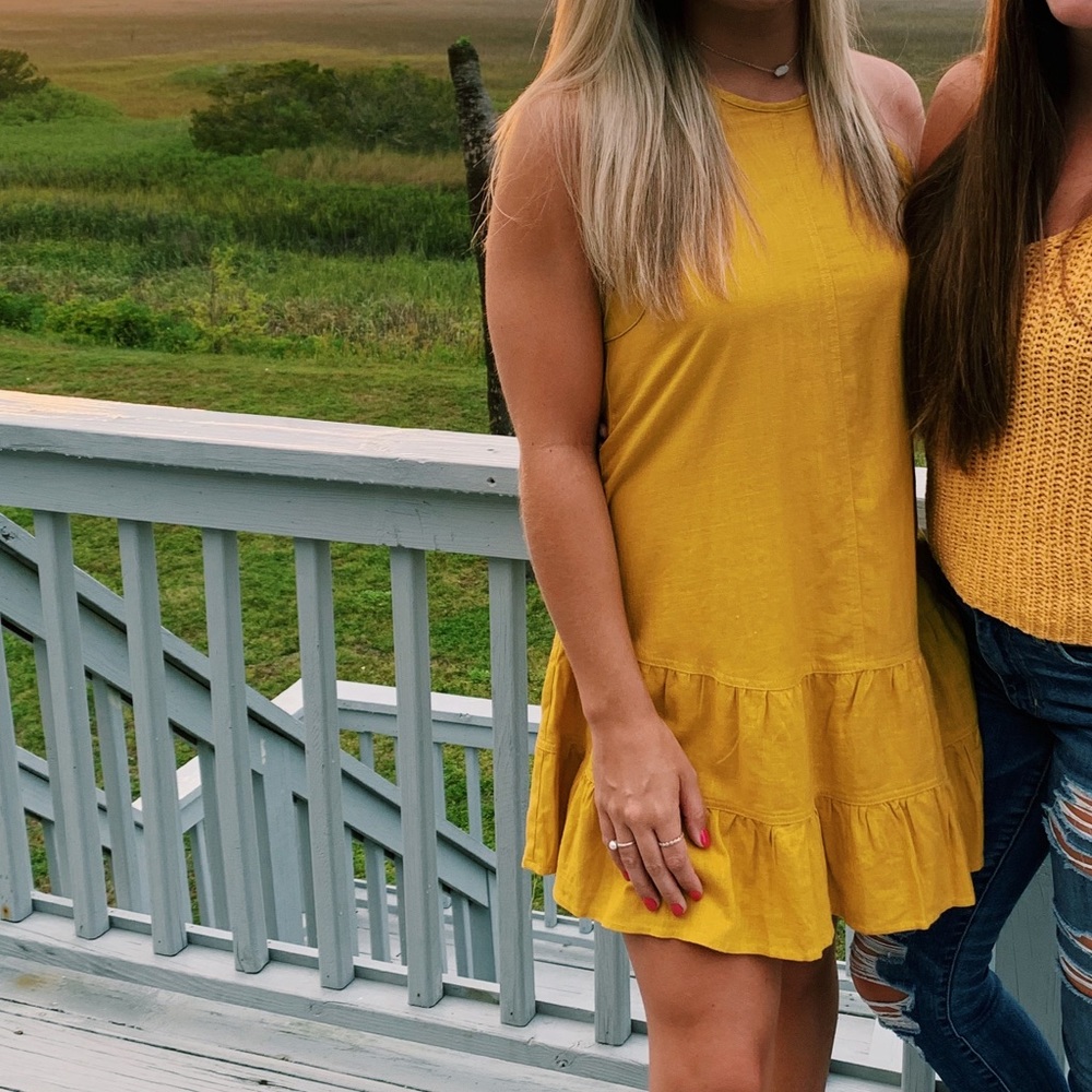 Mustard Yellow High Neck Dress - Medium